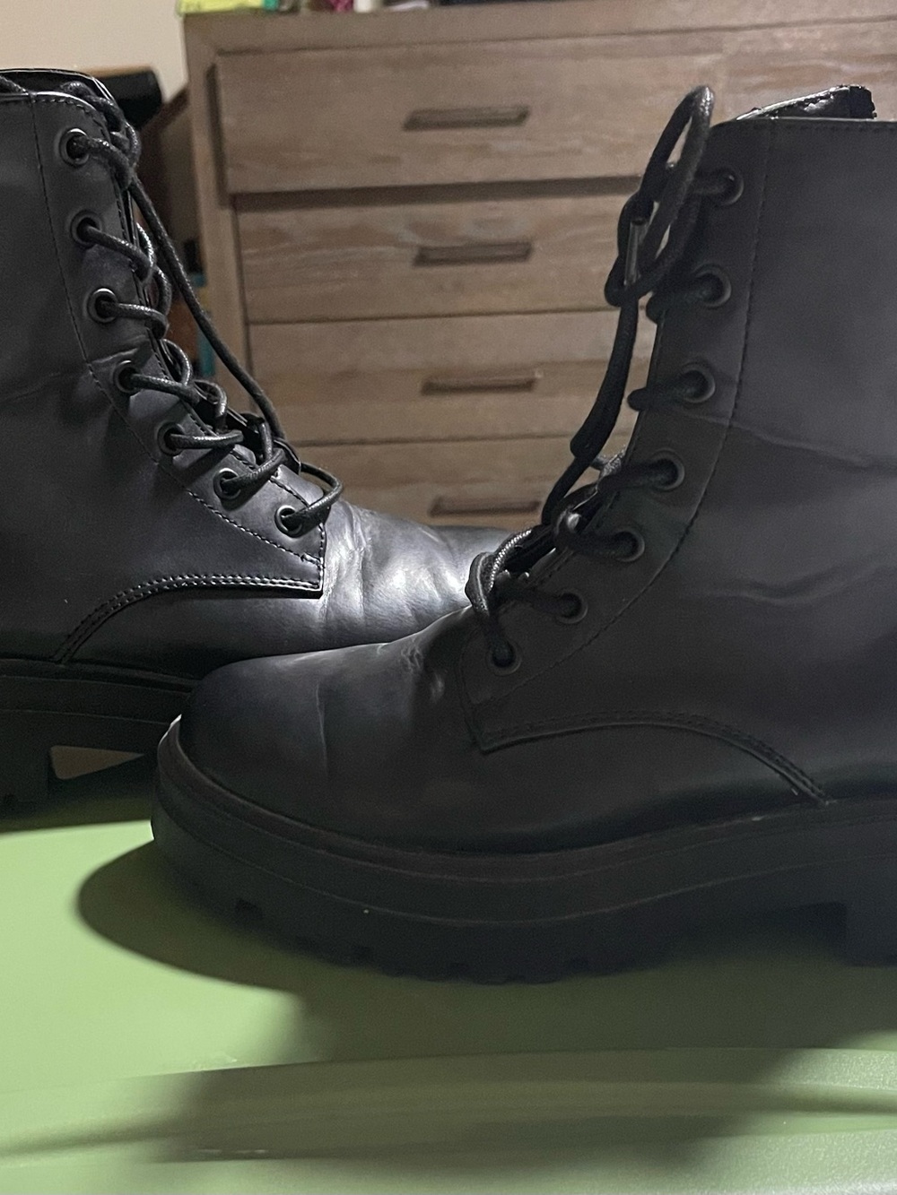 Source Unknown Black Combat Moto Boots